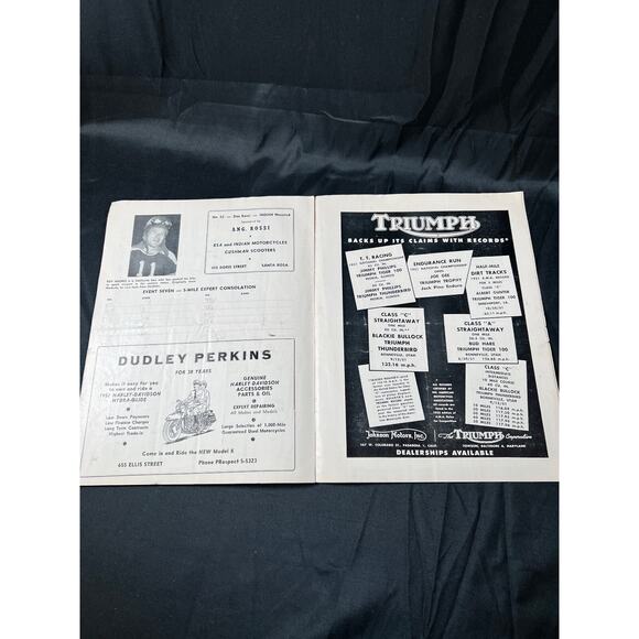 NATIONAL CHAMPIONSHIP MOTORCYCLE RACES SAN MATEO CALIFORNIA 1952 VINTAGE BOOK - Picture 10 of 12